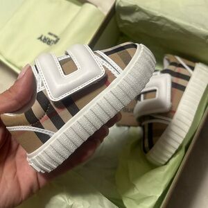 Burberry Kids Checkered Sneakers with White Straps